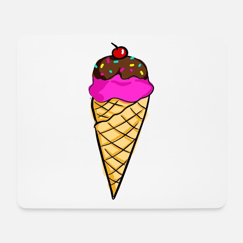 Eis in Eiswaffel - Mousepad (Querformat) - Weiß