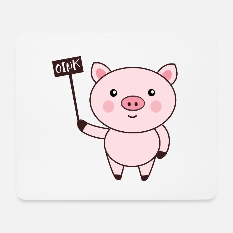 Schwein Oink - Mousepad (Querformat) - Weiß