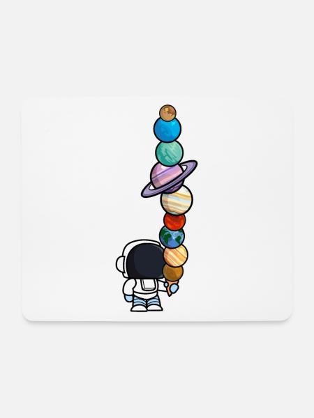 Astronaut Eis Essen Planeten Lustig - Mousepad (Querformat) - Weiß