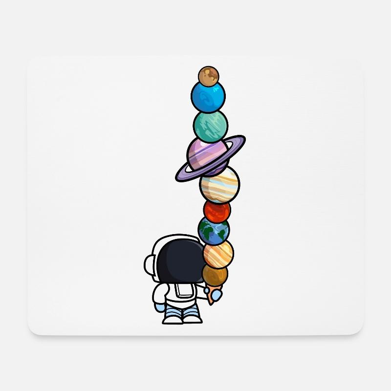 Astronaut Eis Essen Planeten Lustig - Mousepad (Querformat) - Weiß
