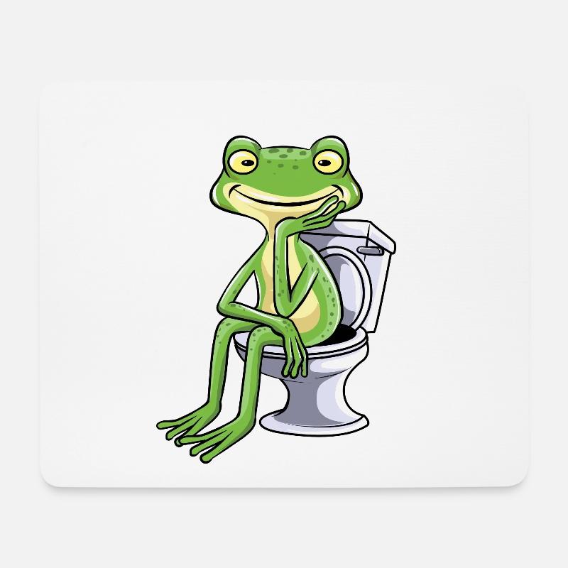 Frosch Klo Kacken Toilette - Mousepad (Querformat) - Weiß