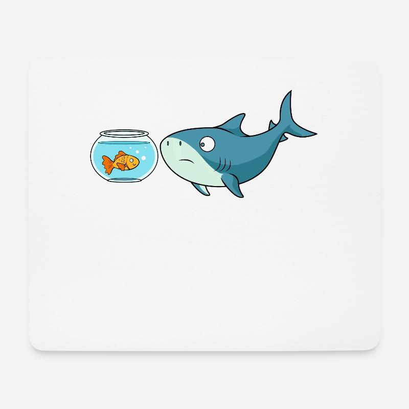 Goldfischglas Hai Fisch Goldfisch Haifisch - Mousepad (Querformat) - Weiß