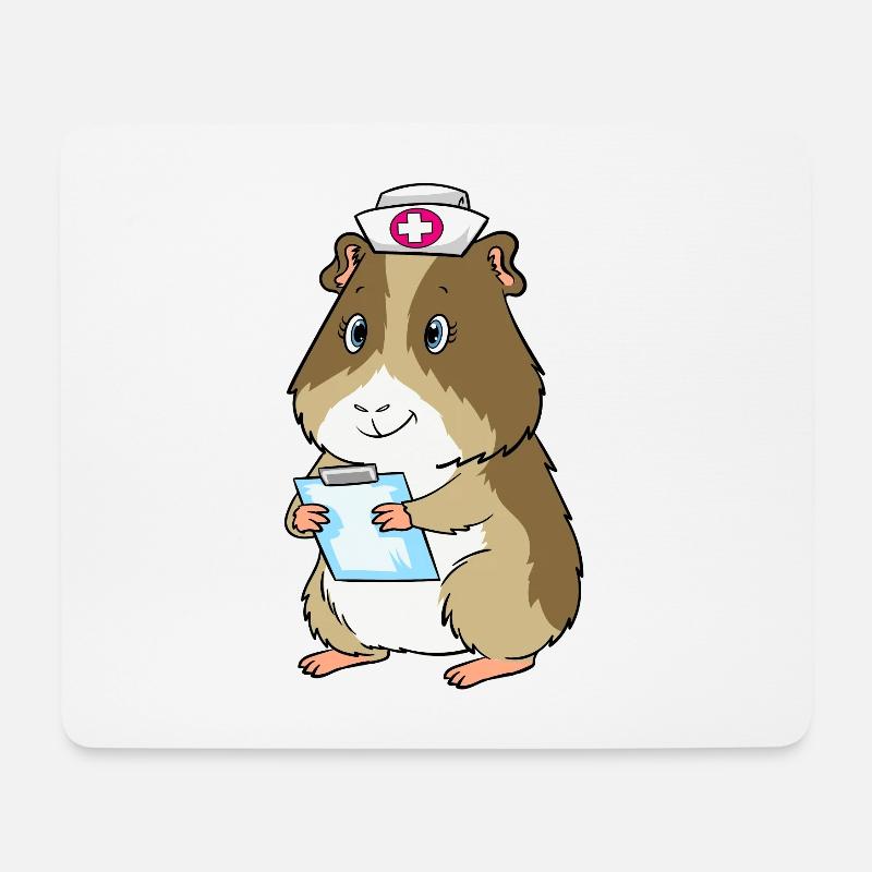 Meerschweinchen krankenschwester verkleidet - Mousepad (Querformat) - Weiß
