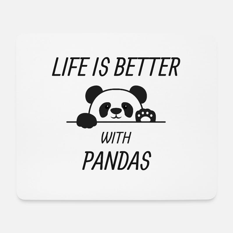 Pandas - Tapis de souris (format paysage) - blanc