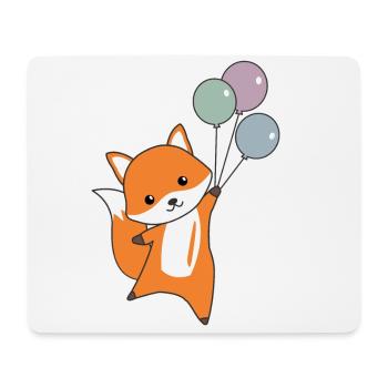 Fuchs süß Tier fliegt Luftballons Kinder - Mouse Pad (horizontal) - white - Front