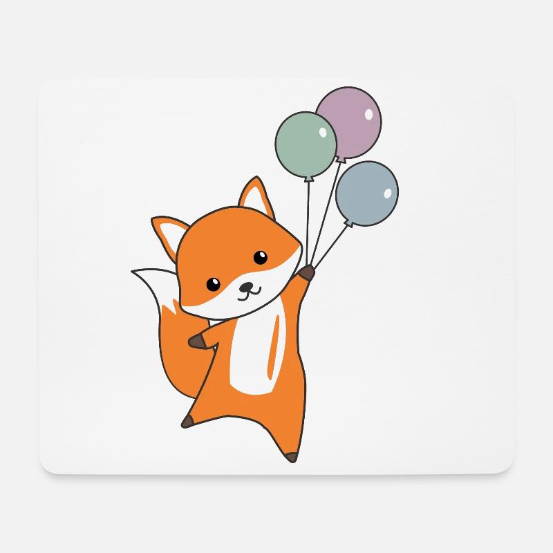 Fuchs süß Tier fliegt Luftballons Kinder - Mousepad (Querformat) - Weiß