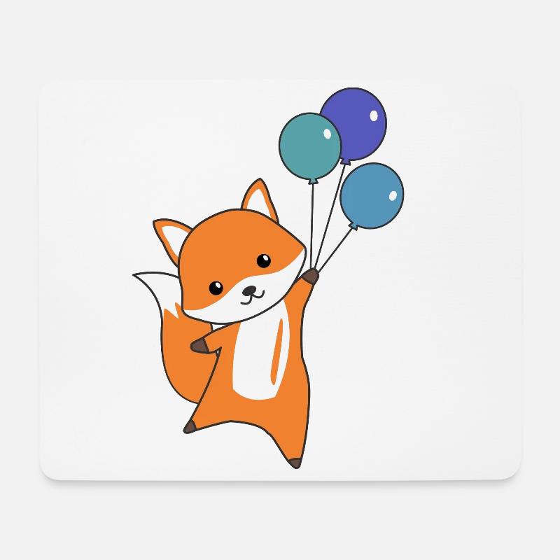 Fuchs süß Tier fliegt Luftballons Kinder Füchse - Mousepad (Querformat) - Weiß