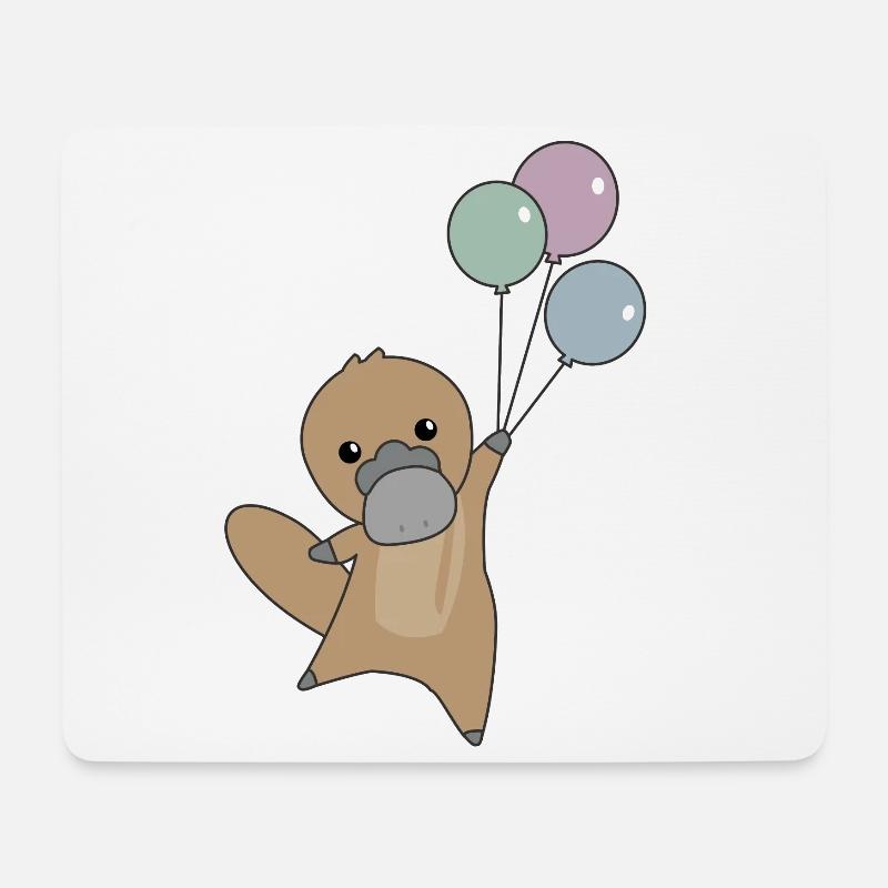 Schnabeltier fliegt mit Ballons süße Tiere Kinder - Mousepad (Querformat) - Weiß