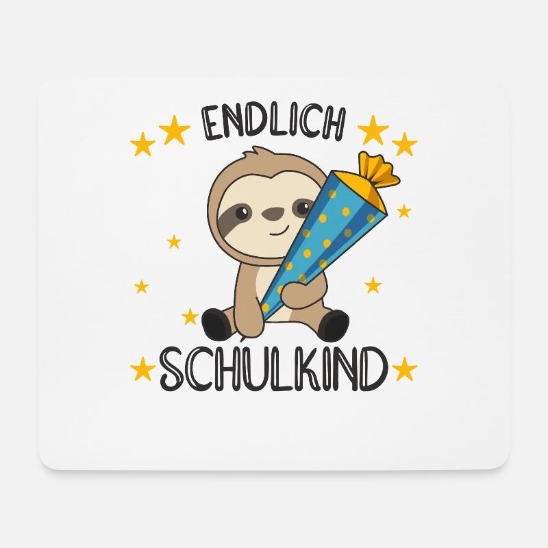 Endlich Schulkind Faultier Schultüte Einschulung - Mousepad (Querformat) - Weiß