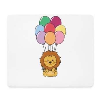 Löwe fliegt mit bunten Luftballons nach oben - Mousepad (Querformat) - Weiß - Vorne