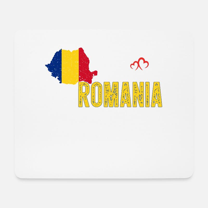 Romania Flag Map Heartbeat for Romanian Pride - Mousepad (Querformat) - Weiß