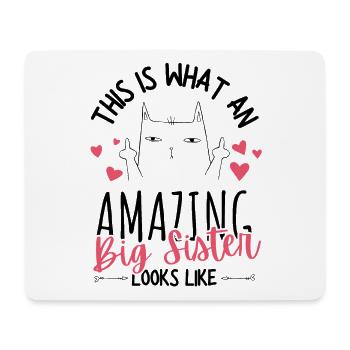 Big Sister Cat Middle Finger Pregnancy - Mouse Pad (horizontal) - white - Front