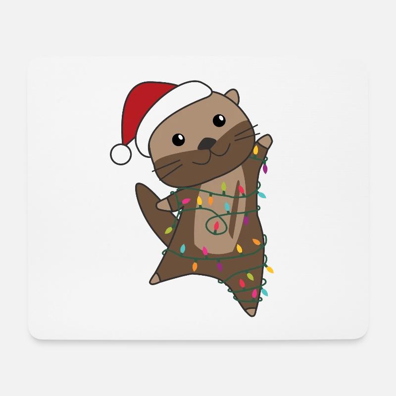 Otter Weihnachten Schnee Winter Tiere Otter - Mousepad (Querformat) - Weiß