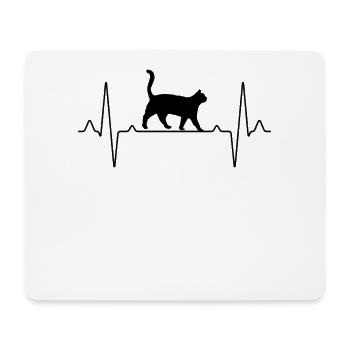 Katze Herzschlag - Mousepad (Querformat) - Weiß - Vorne