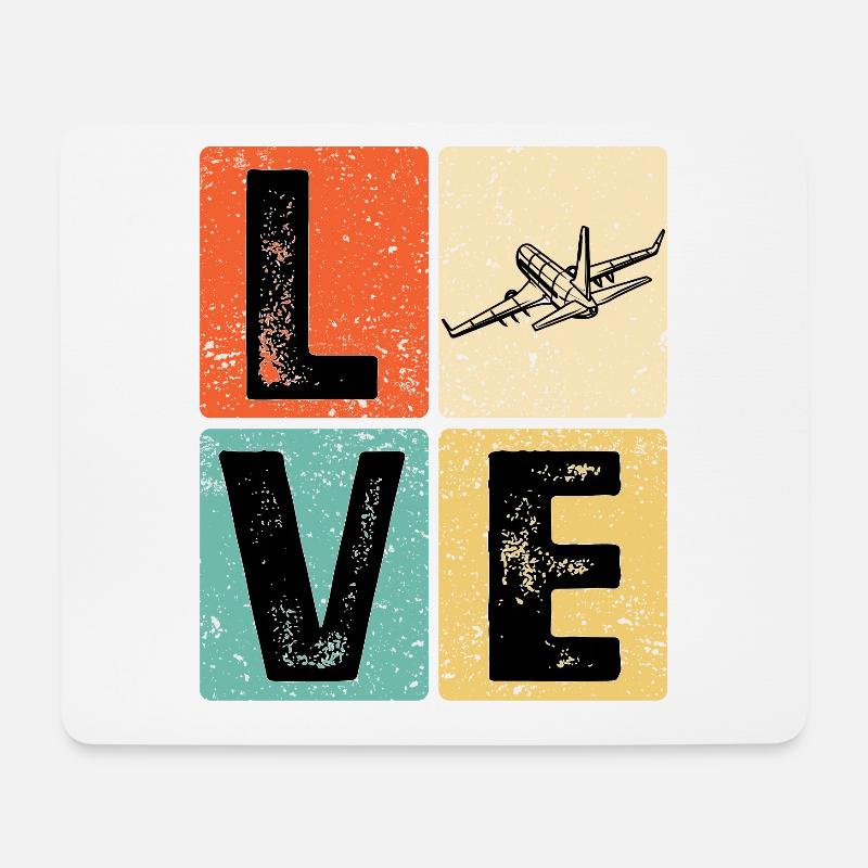 Vintage Love Airplane for Airplane Airline Pilot - Mouse Pad (horizontal) - white