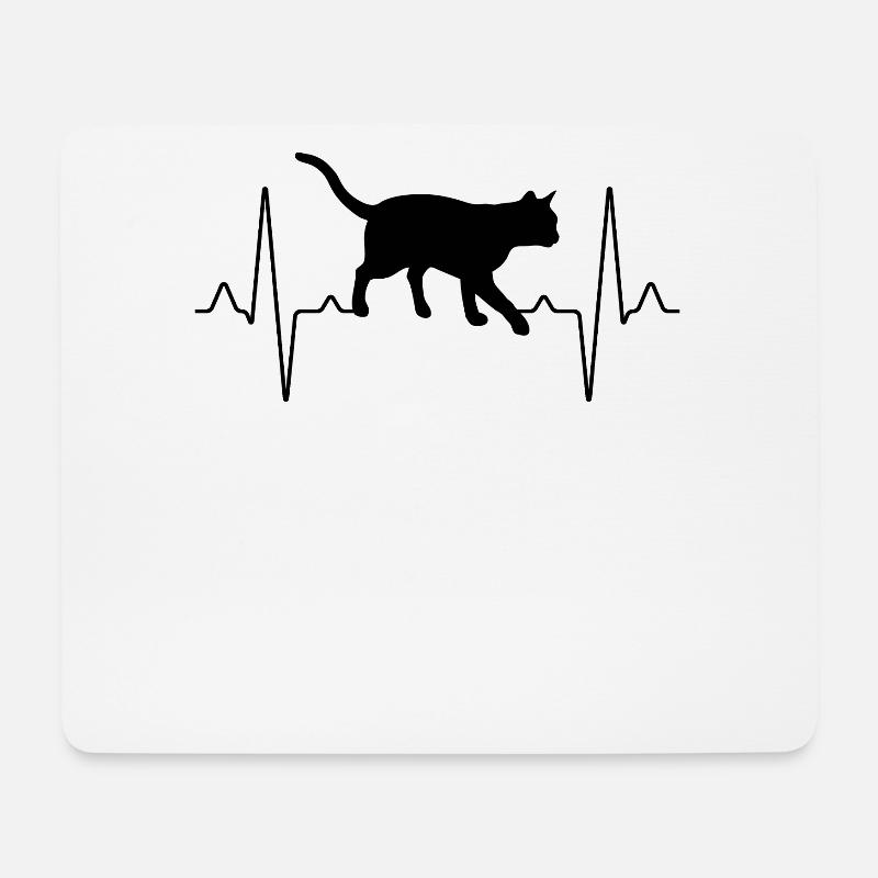 Katze Herzschlag - Mousepad (Querformat) - Weiß