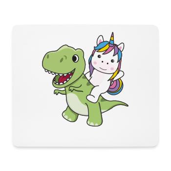 La licorne monte sur un dinosaure doux Trex avec des licornes - Tapis de souris (format paysage) - blanc - Devant