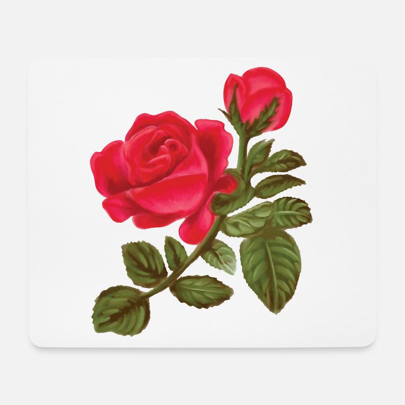 Rosen Aquarell handgemalt - Mousepad (Querformat) - Weiß