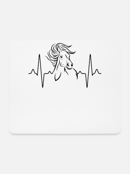 Pferd Herzschlag - Mousepad (Querformat) - Weiß