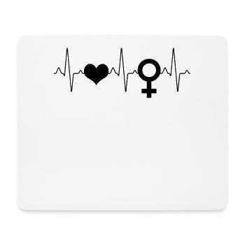 Battement de cœur symbole de la femme - Tapis de souris (format paysage) - blanc - Devant