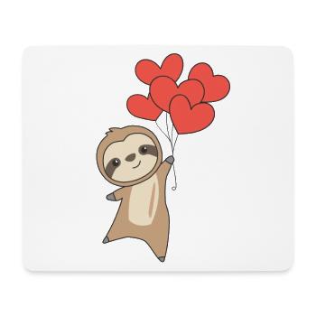 Faultier zum Valentinstag süße Tiere mit Herzen - Mousepad (Querformat) - Weiß - Vorne
