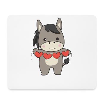 Esel zum Valentinstag süße Tiere mit Herzen - Mousepad (Querformat) - Weiß - Vorne