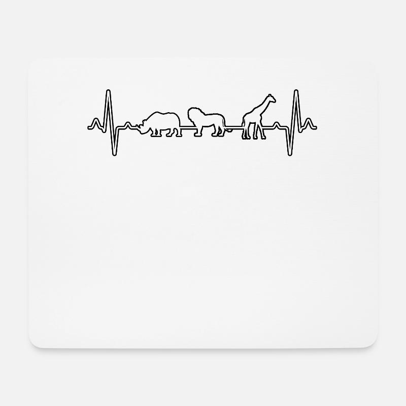 Safari Tiere Herzschlag - Mousepad (Querformat) - Weiß
