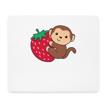Singe aux fraises singes doux aux fruits - Tapis de souris (format paysage) - blanc - Devant