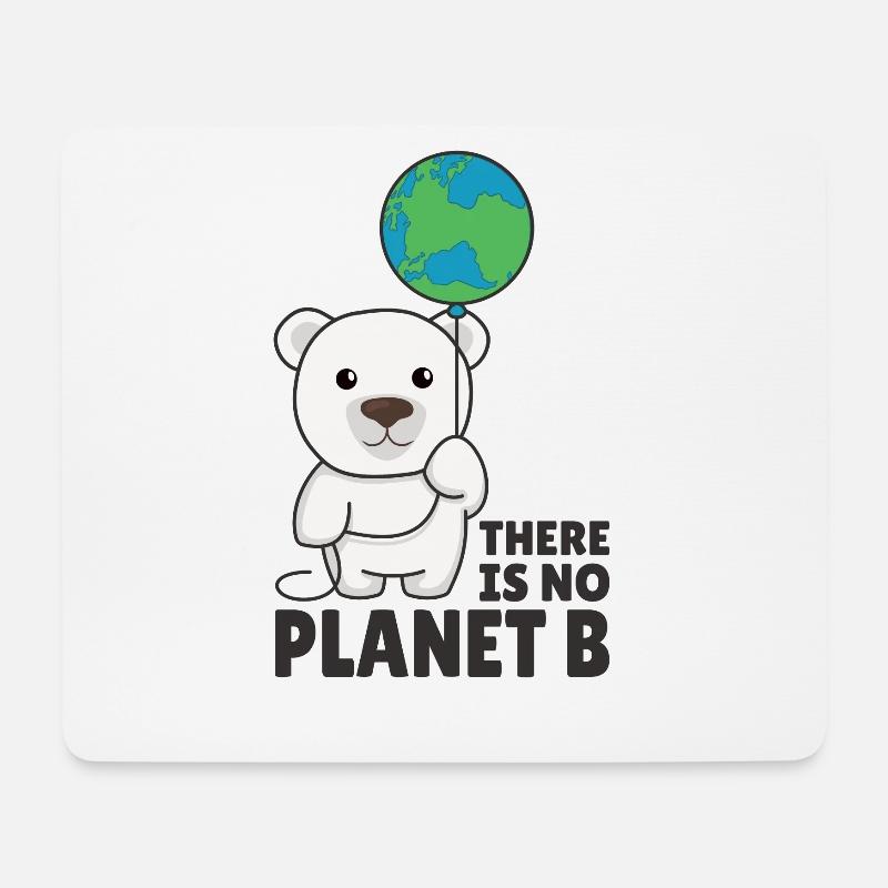 Polar bear with earth Climate protection there is no planet b - Mouse Pad (horizontal) - white