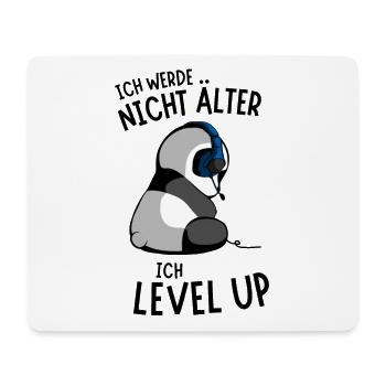Gaming Panda Spruch Zockender Pandabär Level Up - Mousepad (Querformat) - Weiß - Vorne