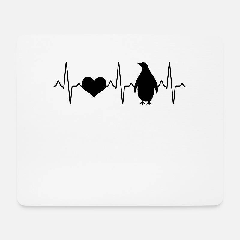 Pinguin Herzschlag - Mousepad (Querformat) - Weiß