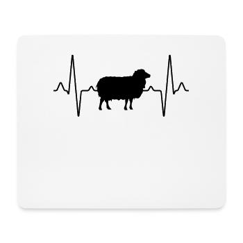Schaf Herzschlag - Mousepad (Querformat) - Weiß - Vorne