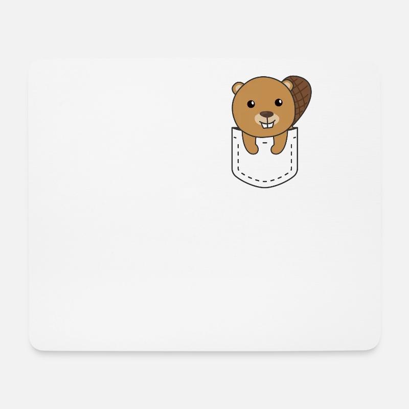 Biber in Tasche süße Biber in Brusttasche - Mousepad (Querformat) - Weiß