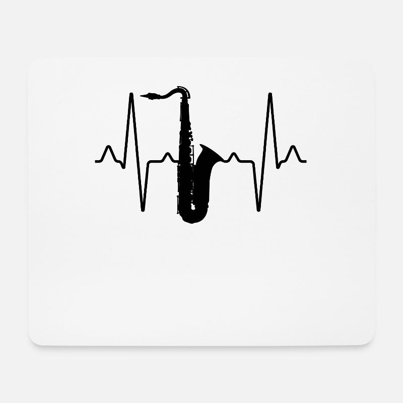 Saxophon Herzschlag - Mousepad (Querformat) - Weiß