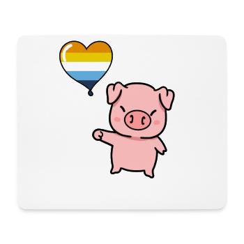 Schwein Herzballon Aroace Pride - Mousepad (Querformat) - Weiß - Vorne