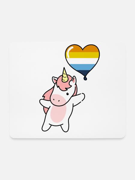 Einhorn Herzballon Aroace - Mousepad (Querformat) - Weiß