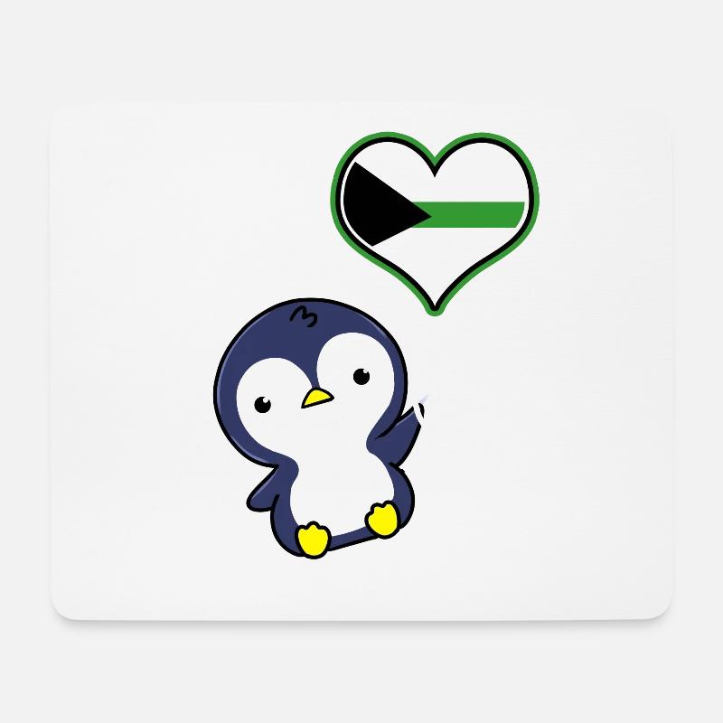Pinguin Ballon Demiromantic Pride - Mousepad (Querformat) - Weiß