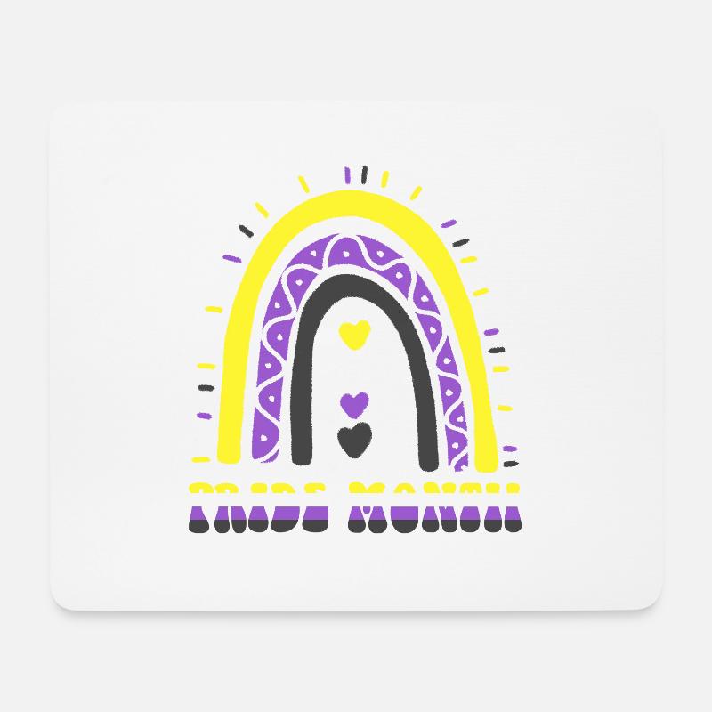 Happy Pride Month Nonbinary Boho Regenbogen - Mousepad (Querformat) - Weiß