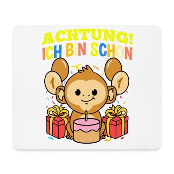 Achtung Ich Bin Schon 1 Tier Geburtstag Affe - Mousepad (Querformat) - Weiß - Vorne