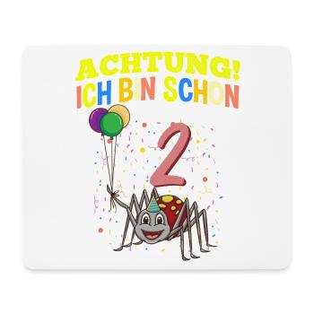 Achtung Ich Bin Schon 2 Tier Geburtstag Spinne - Mousepad (Querformat) - Weiß - Vorne