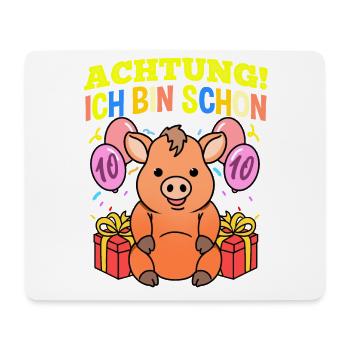 Achtung Ich Bin Schon 10 Geburtstag Warzenschwein - Mousepad (Querformat) - Weiß - Vorne