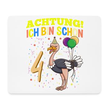 Achtung Ich Bin Schon 4 Tier Geburtstag Strauß - Mousepad (Querformat) - Weiß - Vorne
