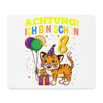 Achtung Ich Bin Schon 8 Tier Geburtstag Tiger - Mousepad (Querformat) - Weiß - Vorne