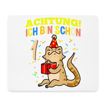 Achtung Ich Bin Schon 1 Geburtstag Bartagame - Mousepad (Querformat) - Weiß - Vorne