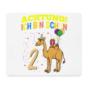 Achtung Ich Bin Schon 2 Geburtstag Kamel-Dromedar - Mousepad (Querformat) - Weiß - Vorne