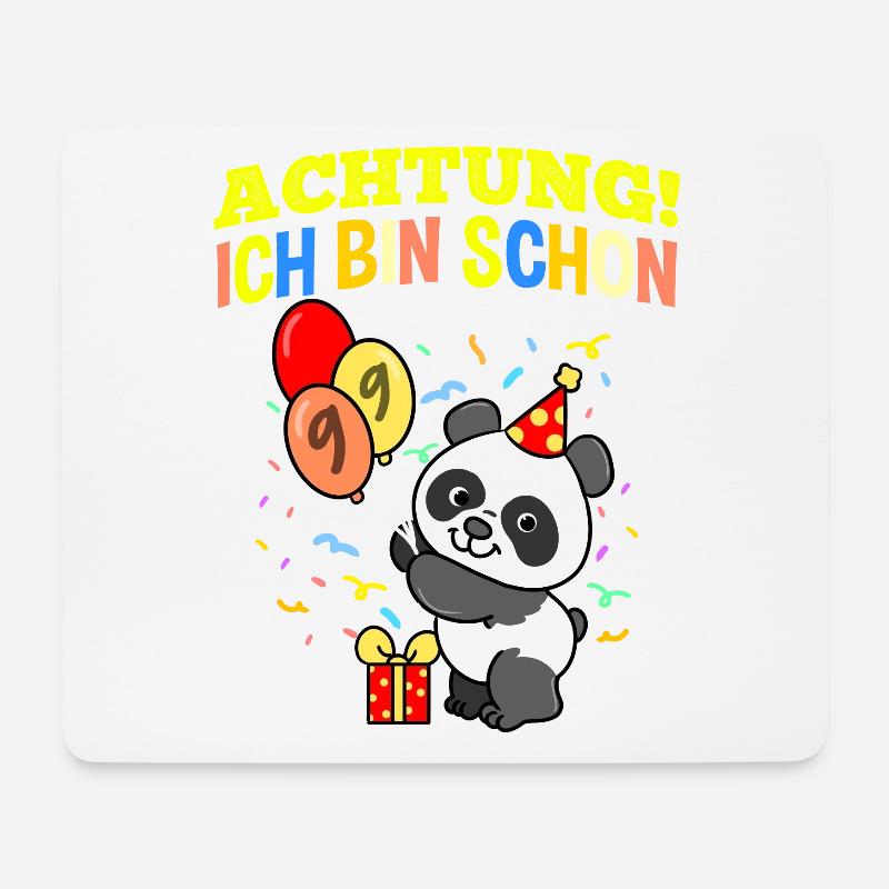 Achtung Ich Bin Schon 9 Tier Geburtstag Panda - Mousepad (Querformat) - Weiß