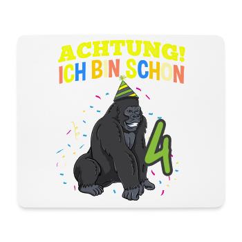 Achtung Ich Bin Schon 4 Geburtstag Gorilla - Mousepad (Querformat) - Weiß - Vorne