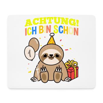 Achtung Ich Bin Schon 1 Tier Geburtstag Faultier - Mousepad (Querformat) - Weiß - Vorne