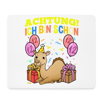 Achtung Ich Bin Schon 12 Geburtstag Dromedar - Mousepad (Querformat) - Weiß - Vorne