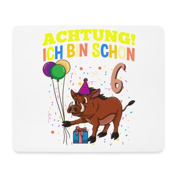 Achtung Ich Bin Schon 6 Geburtstag Warzenschwein - Mousepad (Querformat) - Weiß - Vorne